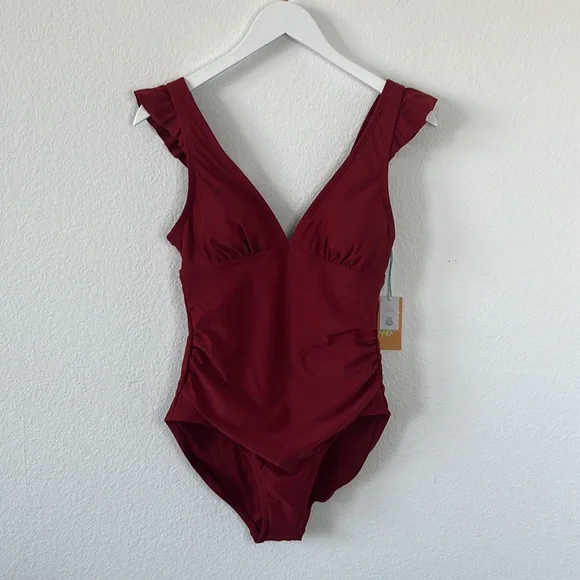 Kona Sol Ruffle Shoulder Bathing Suit - Picture 3 of 8